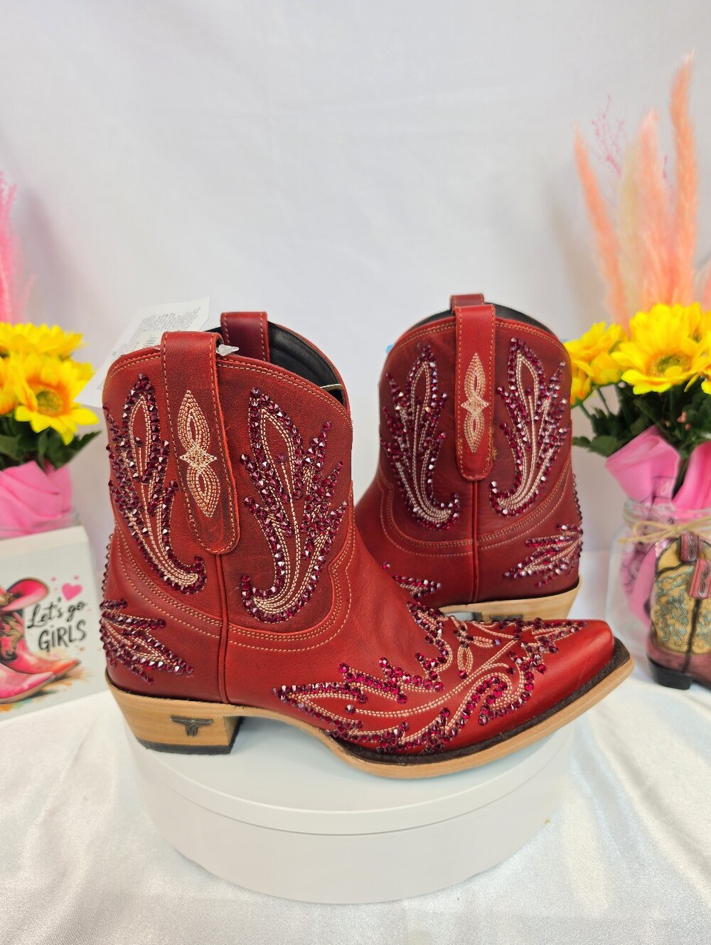 New LANE Lexington Cowgirl Boots W/ SWAROVSKI Crystals 8 - Picture 5 of 10